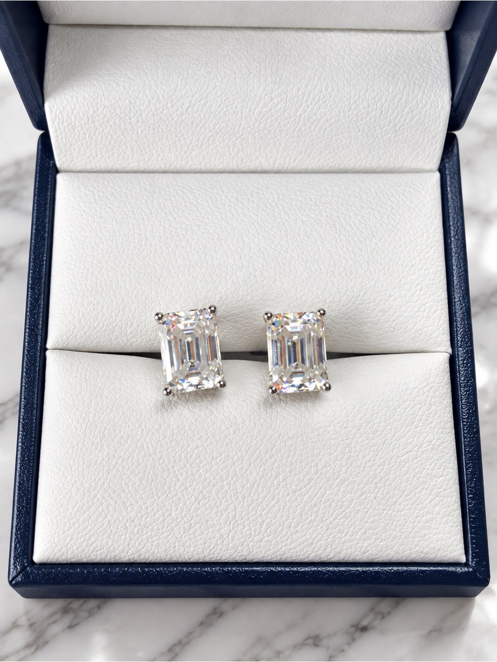 4 CTW Princess Cut Moissanite Stud Earrings 925 Sterling Silver D VVS NWT
